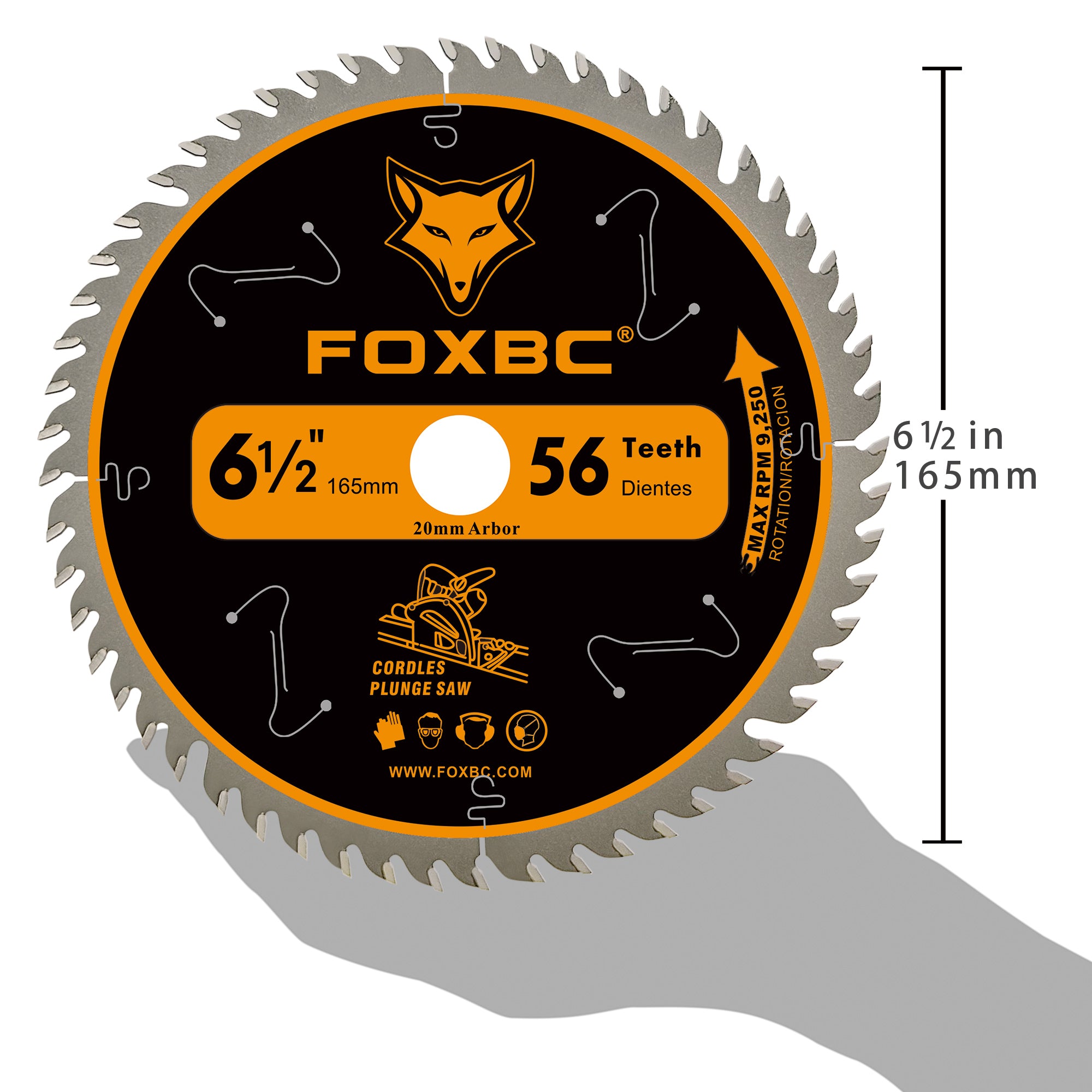 FOXBC 6-1/2" 56T Carbide-Tipped Track Saw Blade for Makita B-07353 Plunge Circular Saw, Wen CT1065, Replacement for Makita B-57342, Wen BL655 Saw Blade