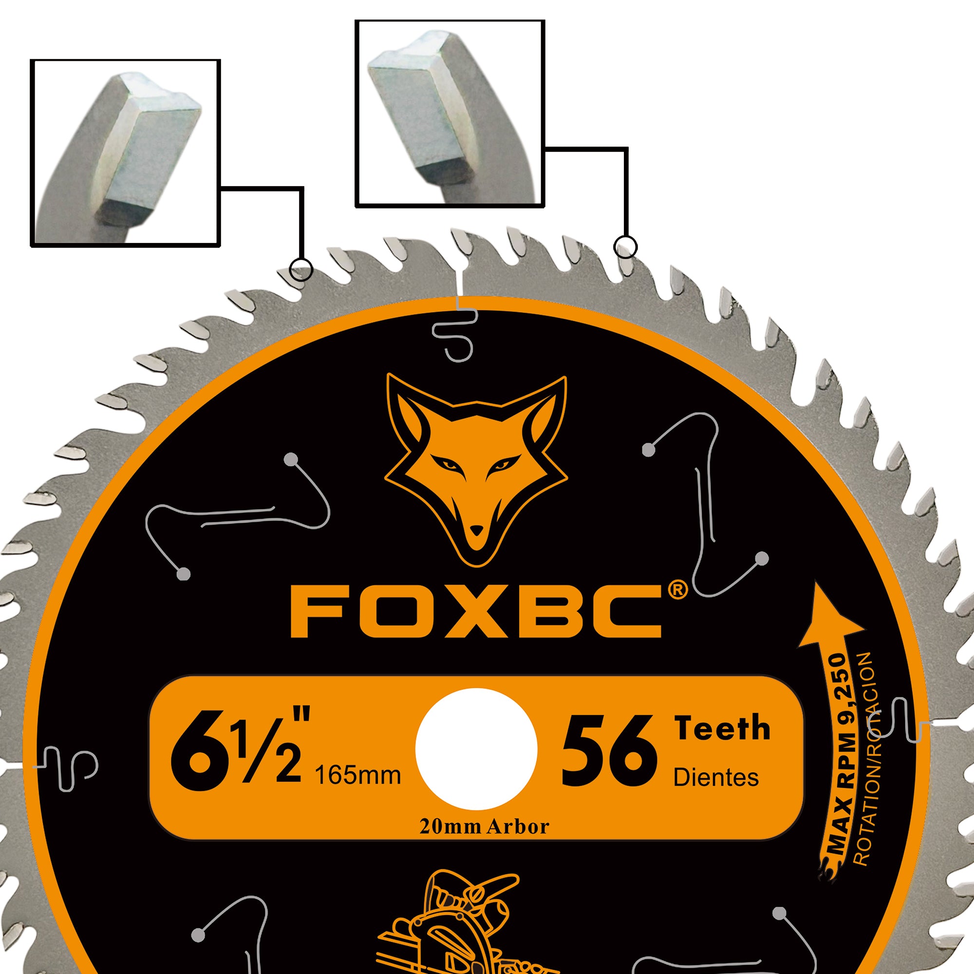 FOXBC 6-1/2" 56T Carbide-Tipped Track Saw Blade for Makita B-07353 Plunge Circular Saw, Wen CT1065, Replacement for Makita B-57342, Wen BL655 Saw Blade