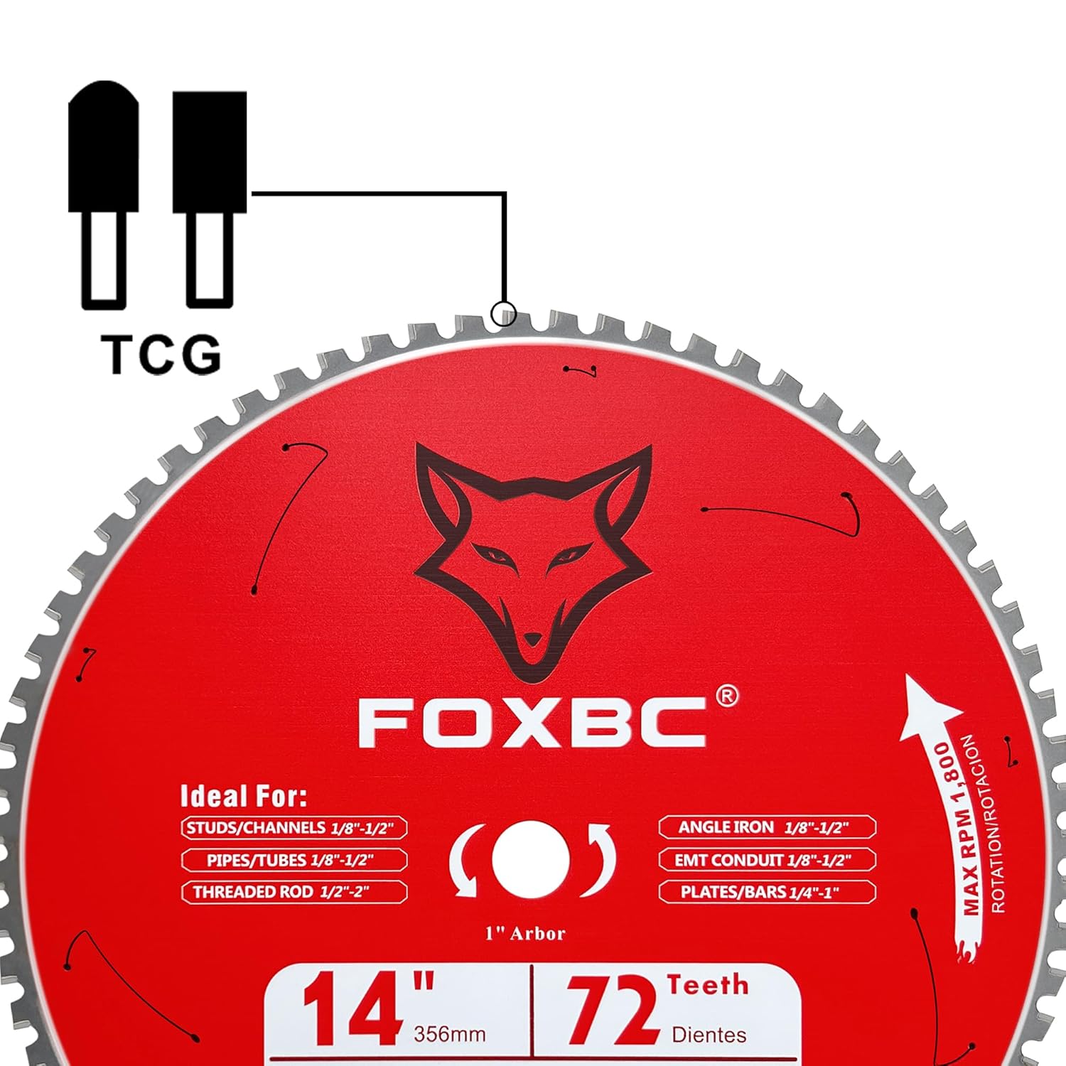 FOXBC 14 Inch Metal Steel Cutting Saw Blade 72 Tooth for Evolution 14 Inch Saw and Other, Cermel Carbide Up to 5X Longer Life