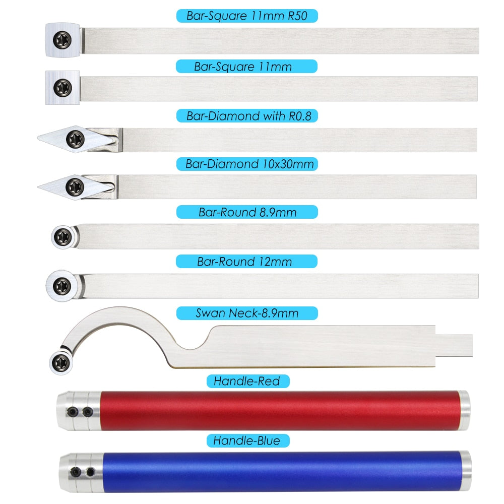 Woodturning Tool Carbide Insert Cutter Swan Neck Wood Turning Chisel Blade & Aluminum Handle