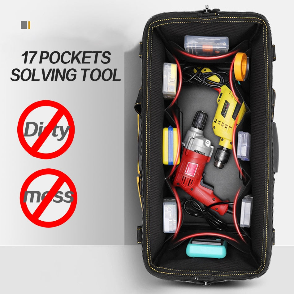 Multi Function Tool Bag Large Capacity Portable Waterproof Storage Bag 1680D Oxford Cloth Wear-Resistant Strong Toolkit