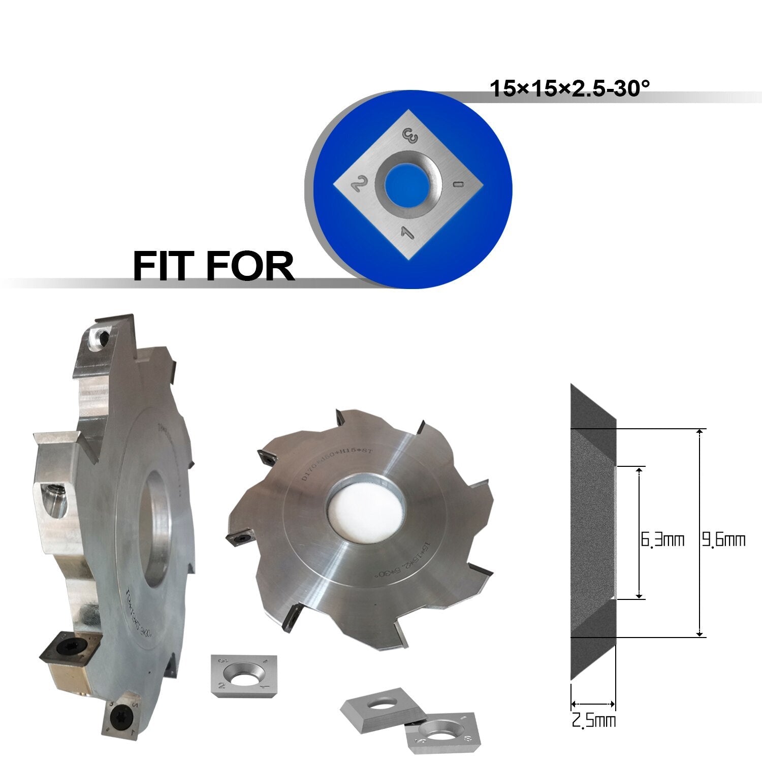 15mm Square Tungsten Carbide Cutter Inserts for Woodworking Spiral Helical Planer Head Lathe Turning Tools 10pcs